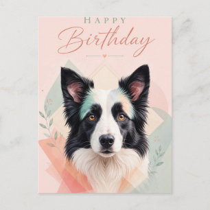 Alles Gute zum Geburtstag Süßer Schwarz Weiß Hund Postkarte