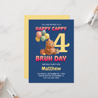 ALLES GUTE ZUM GEBURTSTAG Süßer Teddybär 4. Geburt Einladung