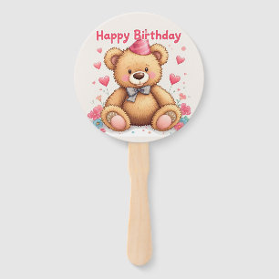 Alles Gute zum Geburtstag Süßer Teddybär mit rosa Fächer