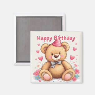 Alles Gute zum Geburtstag Süßer Teddybär mit rosa Magnet