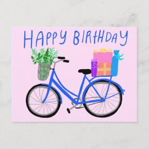 ALLES GUTE ZUM GEBURTSTAG Süßes Blaues Fahrrad Ben Postkarte