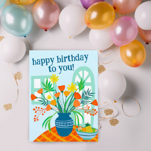 ALLES GUTE ZUM GEBURTSTAG Süßes Blumenbouquet Benu Postkarte