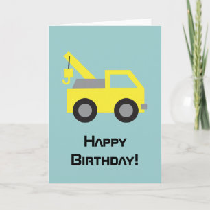Alles Gute zum Geburtstag, süßes gelbes Fahrzeug f Karte