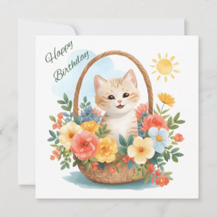 Alles Gute zum Geburtstag Süßes Kätzchen im Blumen Karte