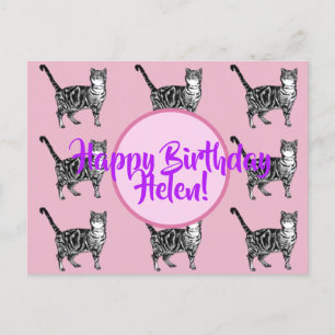 Alles Gute zum Geburtstag Tabby Katze Frau Name Po Postkarte