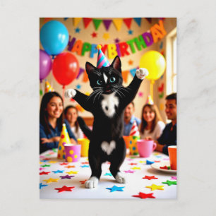 Alles Gute zum Geburtstag   Tanzparty-Katze Postkarte