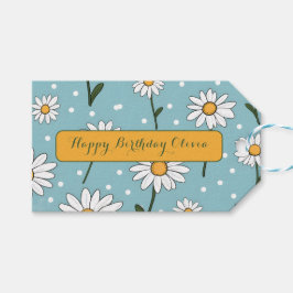 Alles Gute zum Geburtstag Teal Süße Gänseblümchen- Geschenkanhänger