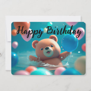 Alles Gute zum Geburtstag, Teddy Bear und Balloons Feiertagskarte