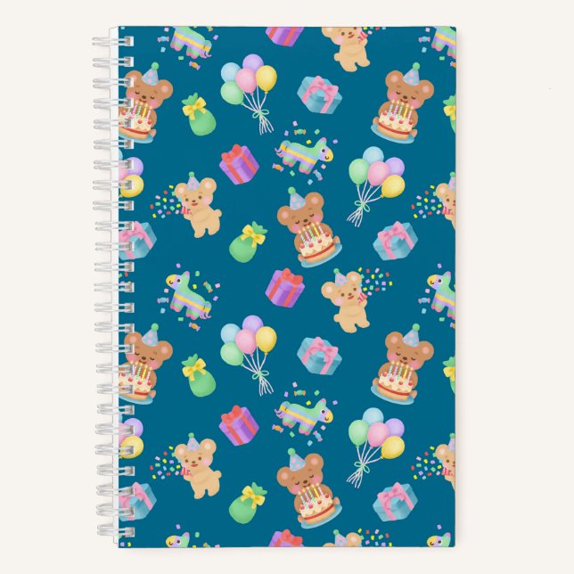 Alles Gute zum Geburtstag Teddybär Navy Notizbuch (Vorderseite)