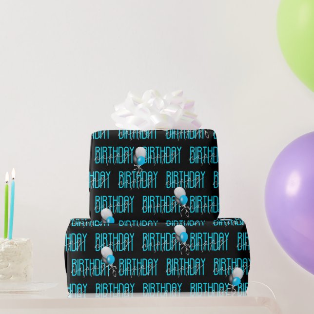 Alles Gute zum Geburtstag Text und Ballloons Geschenkpapier (Partygeschenke)