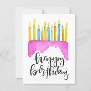 Alles Gute zum Geburtstag- Torte und Kerzen Postkarte
