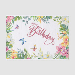 Alles Gute zum Geburtstag, tropische Blätter, Blum Seidenpapier