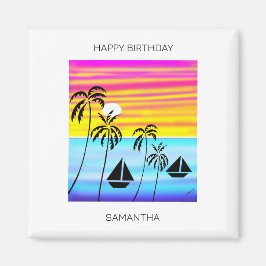 Alles Gute zum Geburtstag, tropischer Sonnenunterg Magnet