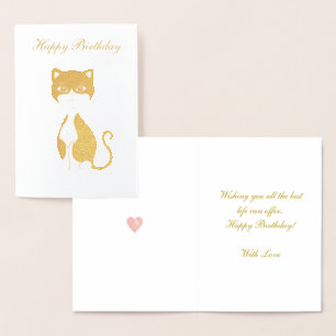 Alles Gute zum Geburtstag Tuxedo Cat Golden Folienkarte