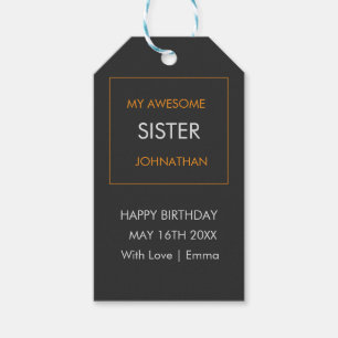 Alles Gute zum Geburtstag, Typografie Weiß und Ora Geschenkanhänger