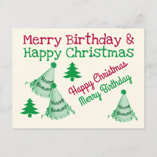Alles Gute zum Geburtstag und Frohe Weihnachten - Postkarte