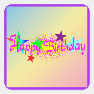 Alles Gute zum Geburtstag und zu den Sternen - Quadratischer Aufkleber