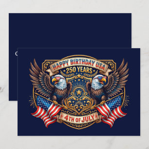 Alles Gute zum Geburtstag USA 250 Jahre   Patrioti Feiertagskarte