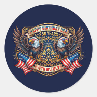 Alles Gute zum Geburtstag USA 250 Jahre | Patrioti Runder Aufkleber