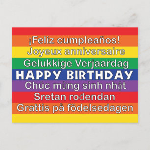 Alles Gute zum Geburtstag Viele Sprachen Regenboge Postkarte