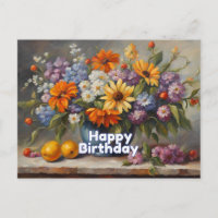Alles Gute zum Geburtstag, Vintage Blume und Obst