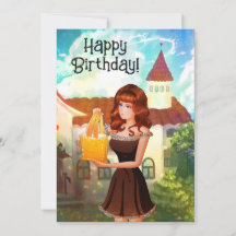 Alles Gute zum Geburtstag Vintage-Einladung Mädche