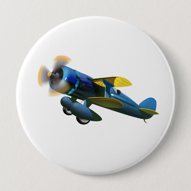 Alles Gute zum Geburtstag Vintage-Flugzeug Button (Vorderseite)
