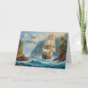Alles Gute zum Geburtstag Vintage-Segelschiff nahe Karte