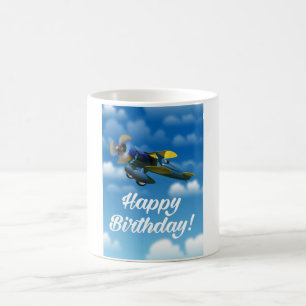 Alles Gute zum Geburtstag, Vintages Flugzeug in ei Kaffeetasse