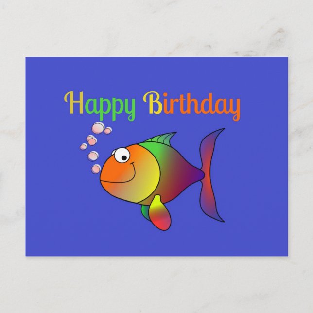 Alles Gute zum Geburtstag von Blasen bis zum Fisch Postkarte (Vorderseite)