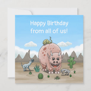 Alles Gute zum Geburtstag von den Fantasie-Dinosau Karte