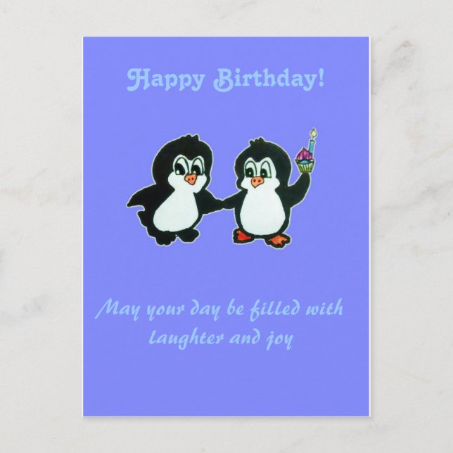 Alles Gute zum Geburtstag von den Pinguinen Postkarte (Vorderseite)