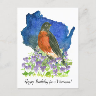 Alles Gute zum Geburtstag von den Wisconsin Robin  Postkarte