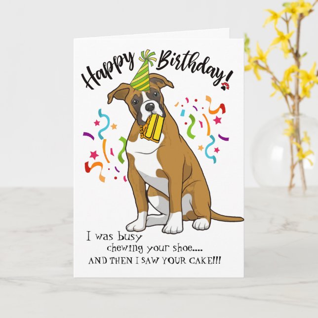 Alles Gute zum Geburtstag von Ihrem Boxer Dog Budd Karte