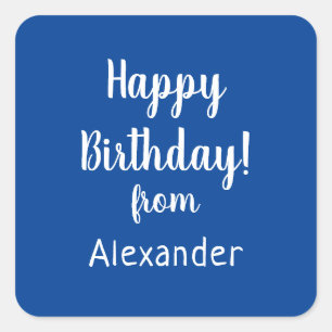 Alles Gute zum Geburtstag von Name Blau Geburtstag Quadratischer Aufkleber