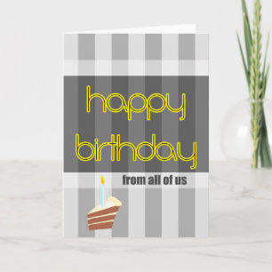 Alles Gute zum Geburtstag von uns allen gelb grau Karte