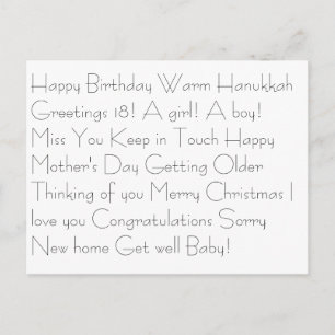 Alles Gute zum Geburtstag Warm Hanukkah Grüße 18! Postkarte