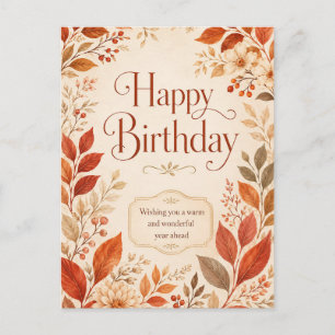Alles Gute zum Geburtstag Warmer Herbst Botanische Postkarte