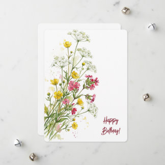 Alles Gute zum Geburtstag Wasserfarbe florale Wild Feiertagskarte