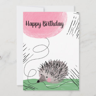 Alles Gute zum Geburtstag Wasserfarbe Igel Doodle Karte