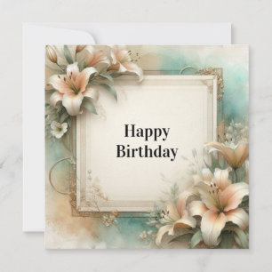Alles Gute zum Geburtstag Wasserfarbe Lilien Karte