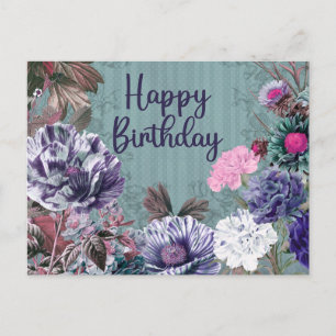 Alles Gute zum Geburtstag Wasserfarbe Vintage Blum Postkarte