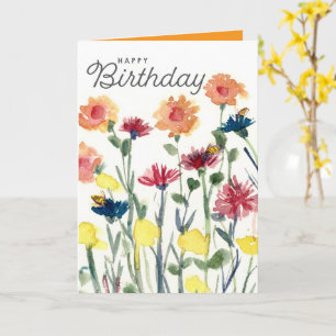 Alles Gute zum Geburtstag Wasserfarben Blumen Honi Karte