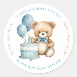 Alles Gute zum Geburtstag Wasserfarben-Teddybär un Runder Aufkleber