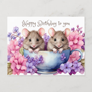 Alles Gute zum Geburtstag Wasserfarbenmäuse in ein Postkarte