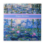 Alles Gute zum Geburtstag, Wasserlilien, Fliese<br><div class="desc">Alles Gute zum Geburtstag - Claude Monets berühmtes Gemälde,  Water Lilies,  1919.</div>