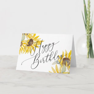 Alles Gute zum Geburtstag Watercolor Sonnenblumen  Karte