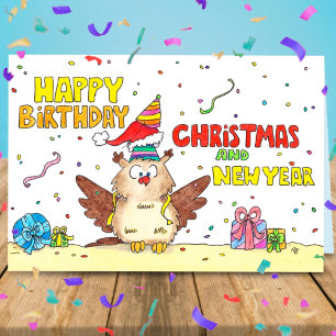 Alles Gute zum Geburtstag, Weihnachts- und Neujahr Karte