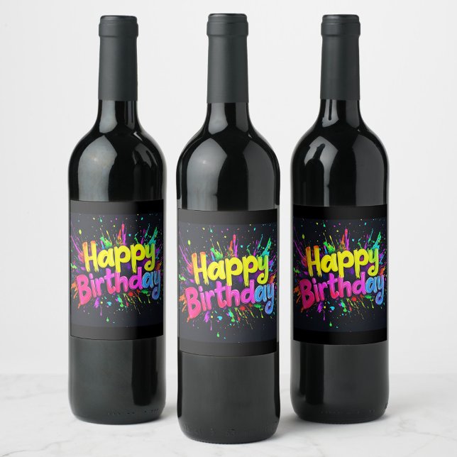 Alles Gute zum Geburtstag  Weinetikett (Happy Birthday Colorful wine labels!)