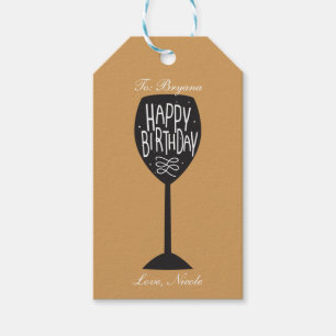 ALLES GUTE ZUM GEBURTSTAG Weinglas GESCHENKETAG in Geschenkanhänger